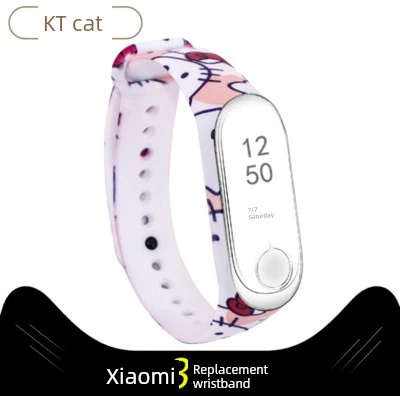 Xiaomi Mi Band 3/4 KT Kedi Desenli Silikon Kordon