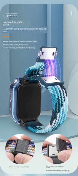 Huawei 5 New Yao Edition Mıknatıslı Tokalı Örgü Kordon - Mavi (Model 2) - 9