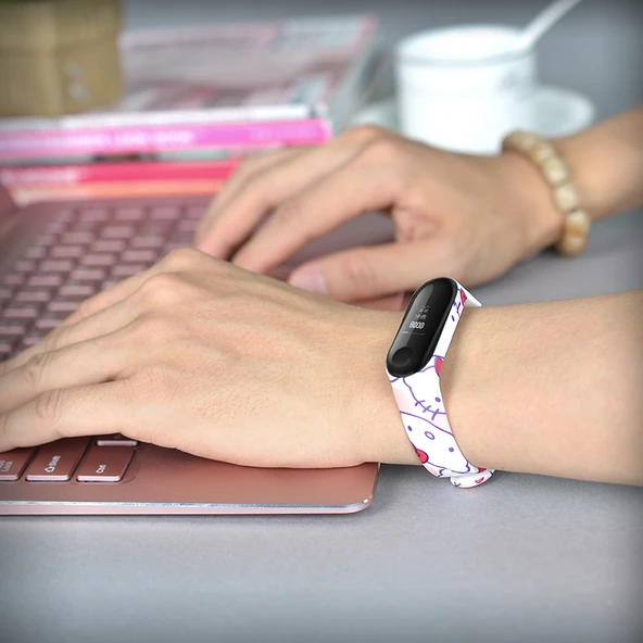 Xiaomi Mi Band 3/4 Xiangyun Desenli Silikon Kordon - 11