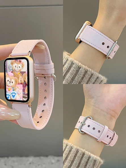 Xiaomi Bileklik 9 Pro Uyumlu Deri Kayış ve Ekran Koruyucu Film - Siyah - 3