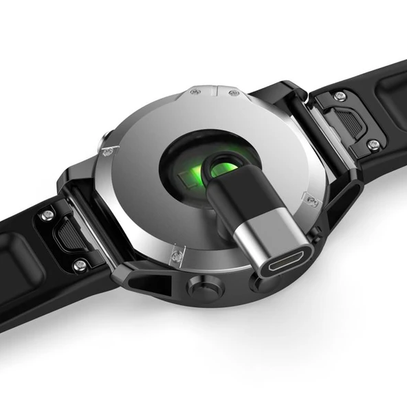 Garmin Fenix Spor Saat Şarj Adaptörü - Dirsek Gümüş Adaptör +2 Toz Tıkacı - 5