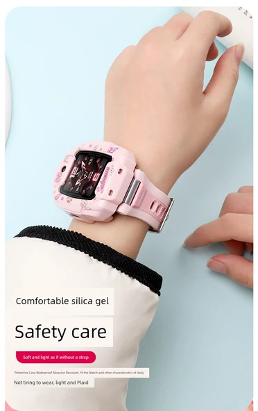 Huawei Kids Watch 5Pro Uyumlu Mavi ve Yeşil Renkli Koruyucu Kılıf ve Temperli Film - 9