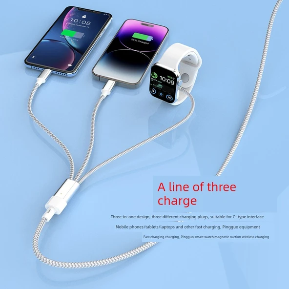 2'si 1 Arada Manyetik Kablosuz Şarj Aleti 1.8m - Siyah - Apple için - 2