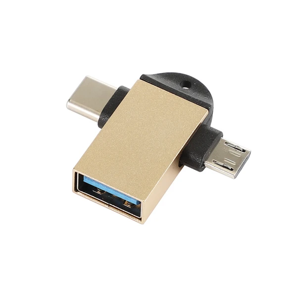 3'ü 1 Arada OTG Adaptör - Altın