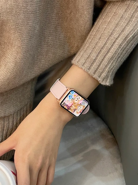 Xiaomi Bileklik 8 Pro Uyumlu Deri Kayış ve Ekran Koruyucu Film - Yanık Kahverengi - 5
