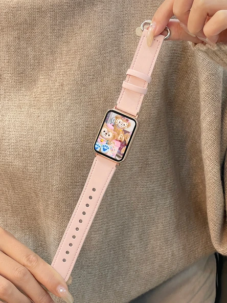 Xiaomi Bileklik 8 Pro Uyumlu Deri Kayış, Ekran Koruyucu ve Kılıf - Kola Kahverengi - 6