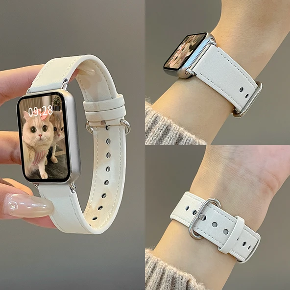 Xiaomi Bileklik 8 Pro Uyumlu Deri Kayış, Ekran Koruyucu ve Kılıf - Kola Kahverengi - 11