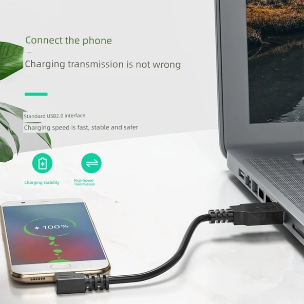 Dirsekli Mikro USB Data Kablosu - 1m - Yukarı - 4