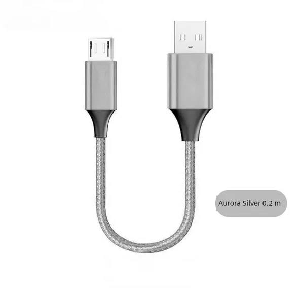 0.2m Kısa Taşınabilir Micro USB Data Kablosu - Gümüş