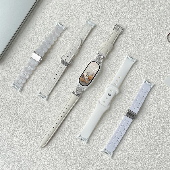 Xiaomi Bileklik 9 Seramik için Seramik NFC Beyaz Reçine Akıllı Kordon - Liçi Kabuğu-Beyaz - 7