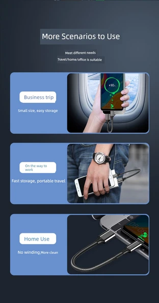 0.2m Kısa Taşınabilir Micro USB Data Kablosu - Siyah Işıklı - 9