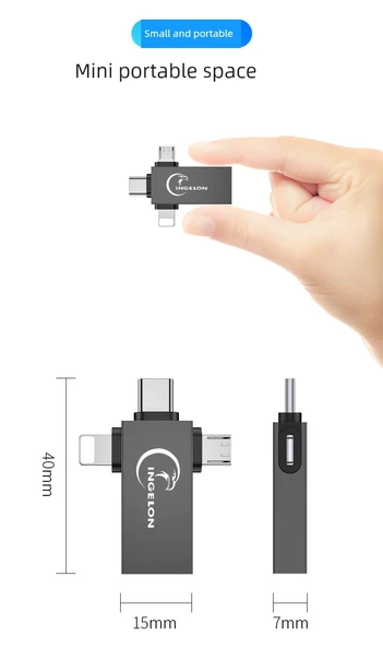 3'ü 1 Arada OTG Adaptör - Gümüş - 11