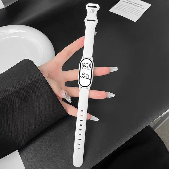 Xiaomi Bileklik 9 Seramik için Seramik NFC Beyaz Reçine Akıllı Kordon - Liçi Kabuğu-Beyaz - 11