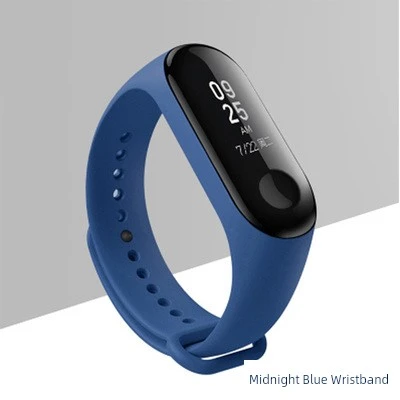 Xiaomi Mi Band 3/4 Koyu Mavi Desenli Silikon Kordon