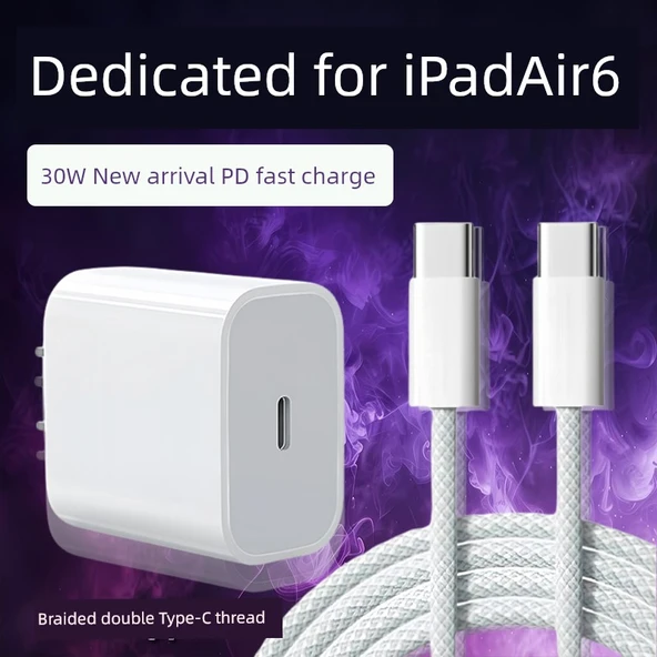 iPad Air 6 Uyumlu 30W USB-C Hızlı Şarj Aleti - 1.5M Kablo - 2