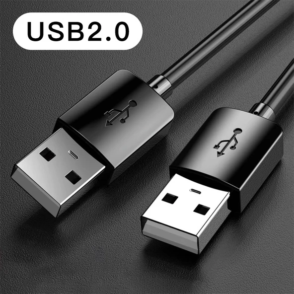 Çift Başlıklı USB Data Kablosu - 3m - USB 2.0 - Siyah