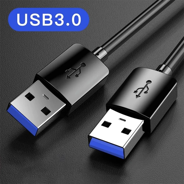 Çift Başlıklı USB Data Kablosu - 1.5m - USB 3.0 - Siyah