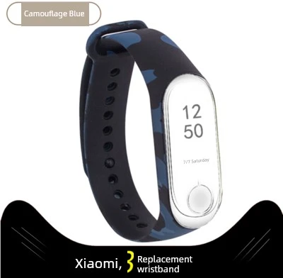 Xiaomi Mi Band 3/4 Mavi Kamuflaj Desenli Silikon Kordon