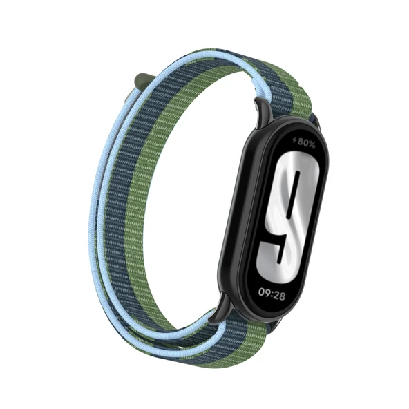 Xiaomi Mi Band 9/9nfc Derin Mavi Metal Arayüz Naylon Örgü Kordon