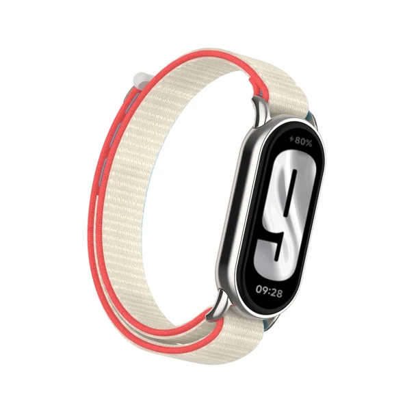 Xiaomi Mi Band 9/9nfc Süt Beyazı Metal Arayüz Naylon Örgü Kordon