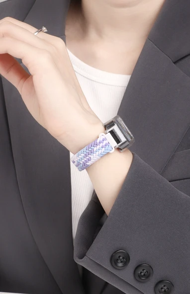 Xiaomi Bileklik 8 Active için Manyetik Tokalı Dokuma Kordon - Resmi Gökkuşağı - 7