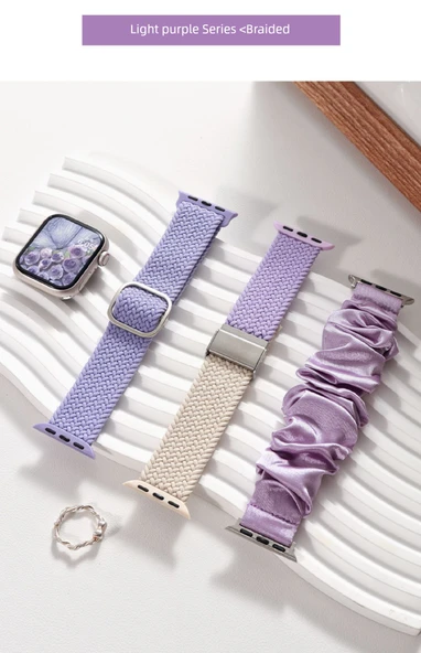 Apple Watch 42/44/45/49mm Uyumlu Mor Kelebek Tokalı Silikon Kordon - 10
