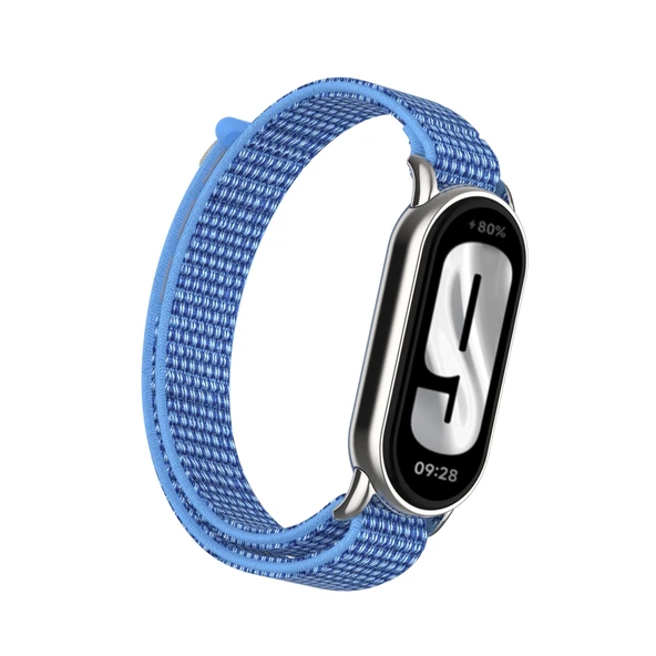 Xiaomi Mi Band 8/8nfc Pelerin Mavi Metal Arayüz Naylon Örgü Kordon