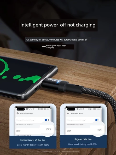 1.5m Kırmızı Otomatik Kapanan 4A Hızlı Şarj Micro USB Data Kablosu - 4