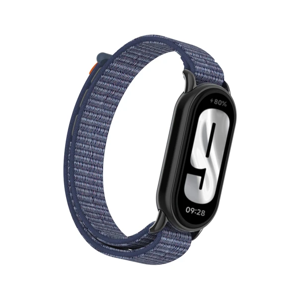 Xiaomi Mi Band 9/9nfc Gece Yarısı Mavi Metal Arayüz Naylon Örgü Kordon