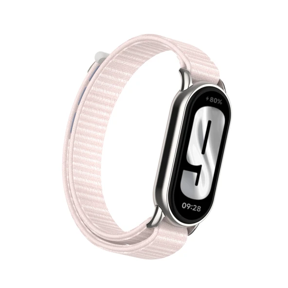 Xiaomi Mi Band 8/8nfc İnci Tozu Metal Arayüz Naylon Örgü Kordon