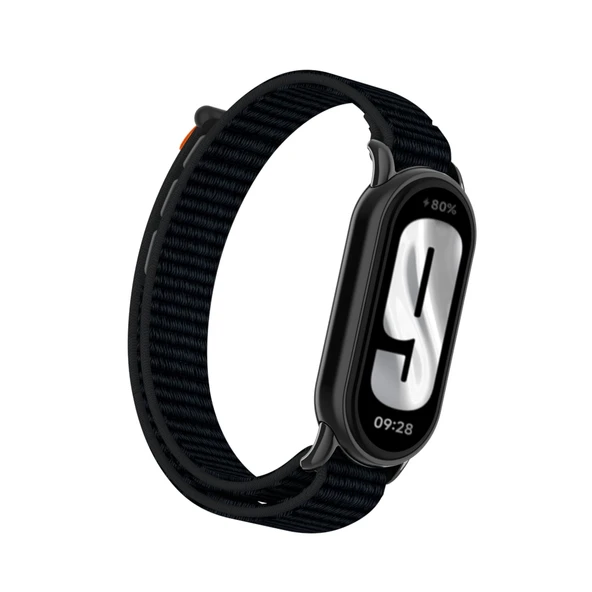 Xiaomi Mi Band 9/9nfc Derin Siyah Metal Arayüz Naylon Örgü Kordon
