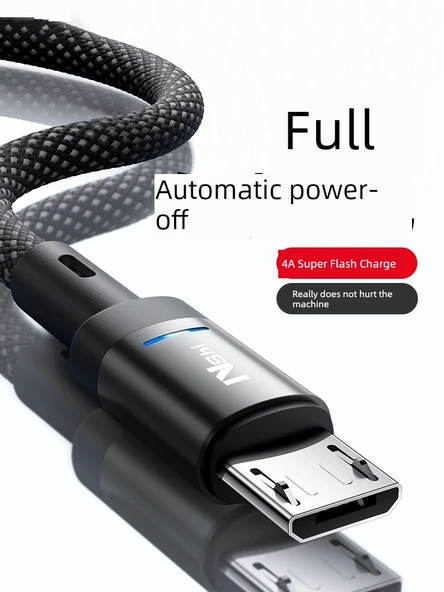 1.5m Kırmızı Otomatik Kapanan 4A Hızlı Şarj Micro USB Data Kablosu - 2