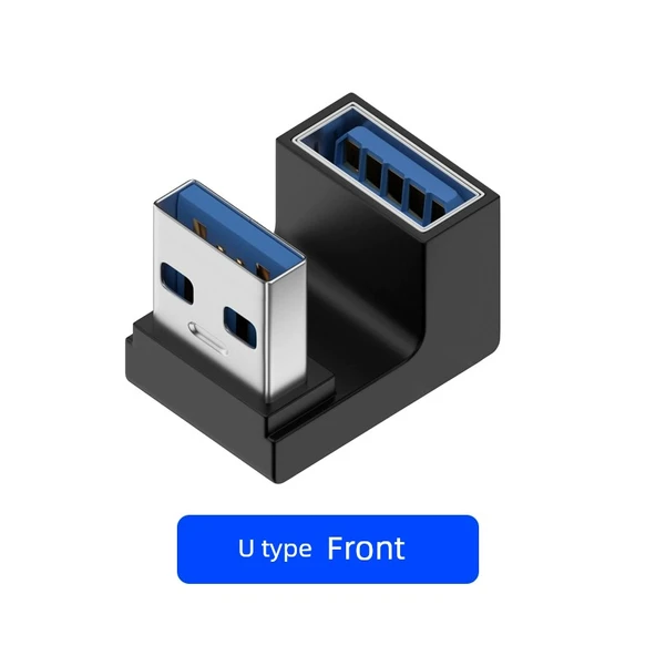USB 3.0 Erkek Dişi Dik Açılı Adaptör - U Şekilli Pozitif