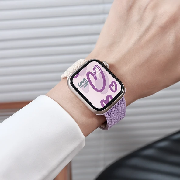 Apple Watch 42/44/45/49mm Uyumlu Mor Kelebek Tokalı Silikon Kordon - 4