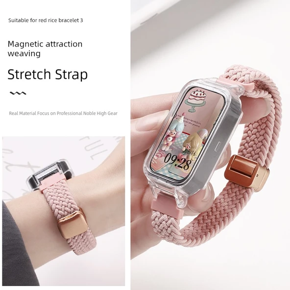 Xiaomi Bileklik 8 Active için Manyetik Tokalı Dokuma Kordon - Resmi Gökkuşağı - 6