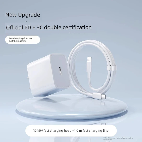 Apple 8-14 Serisi 45W Hızlı Şarj Başlığı ve PD Kablo - 1.0 Metre
