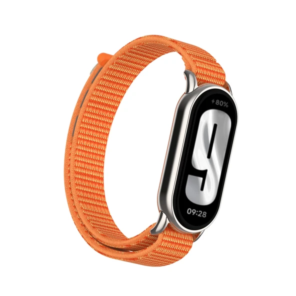 Xiaomi Mi Band 9/9nfc Turuncu Metal Arayüz Naylon Örgü Kordon