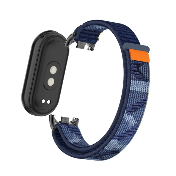 Xiaomi Mi Band 9/9nfc Gece Yarısı Mavi Metal Arayüz Naylon Örgü Kordon - 4