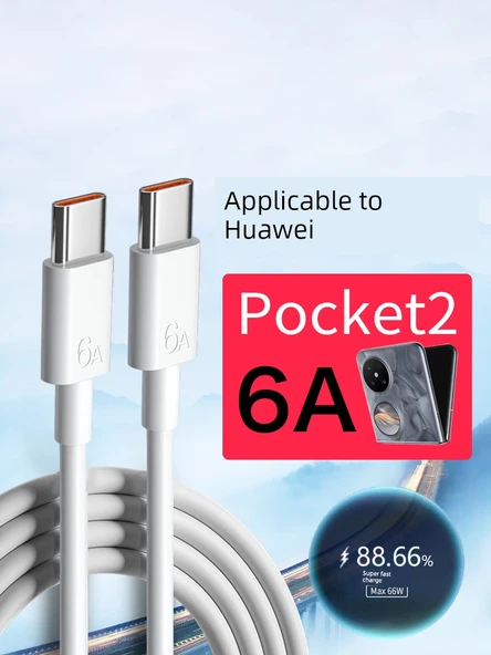 Huawei Pocket2 Uyumlu 66W 6A USB-A - USB-C Hızlı Şarj Kablosu - 1.5 Metre - 2
