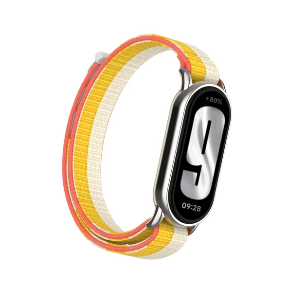 Xiaomi Mi Band 8/8nfc Mısır Beyazı Metal Arayüz Naylon Örgü Kordon
