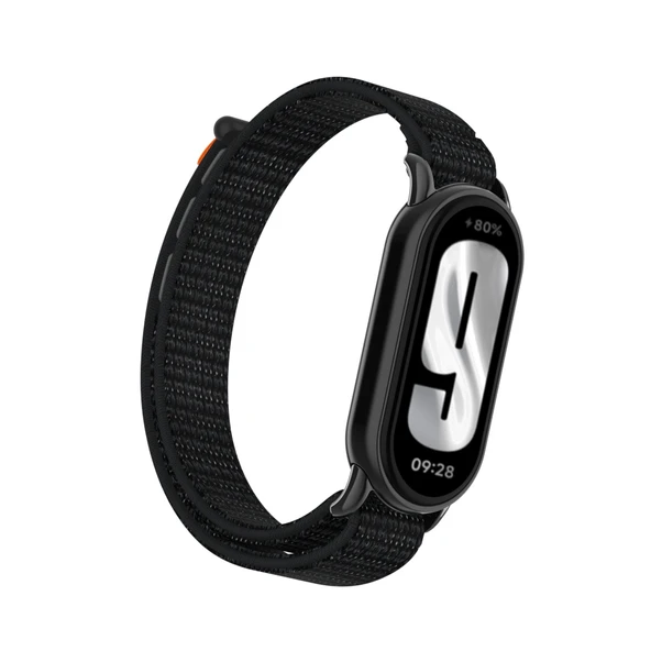 Xiaomi Mi Band 8/8nfc Yansıtıcı Siyah Metal Arayüz Naylon Örgü Kordon