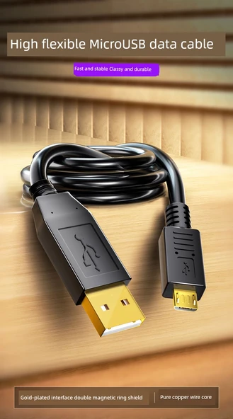 2 Metre Mikro USB Data Kablosu - Yüksek Esnek, Çift Manyetik Halkalı - 7