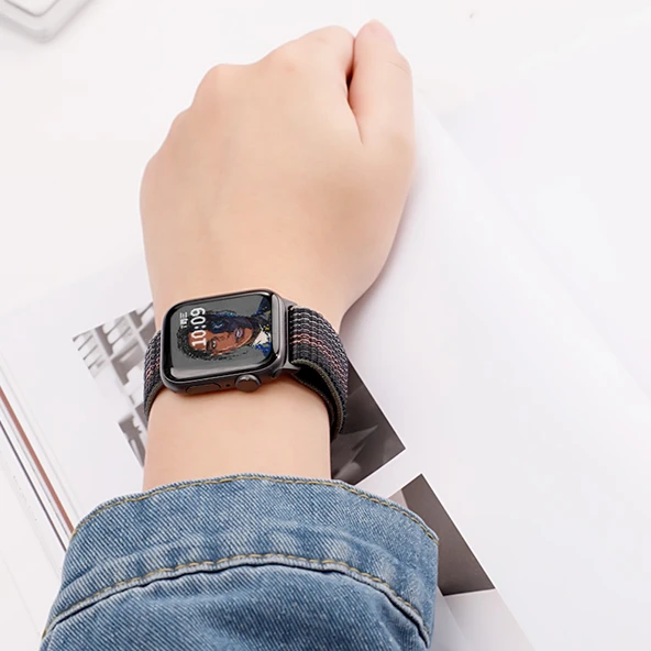 Nylon Çocuk Saat Kayışı - Yansıtıcı Siyah - 6