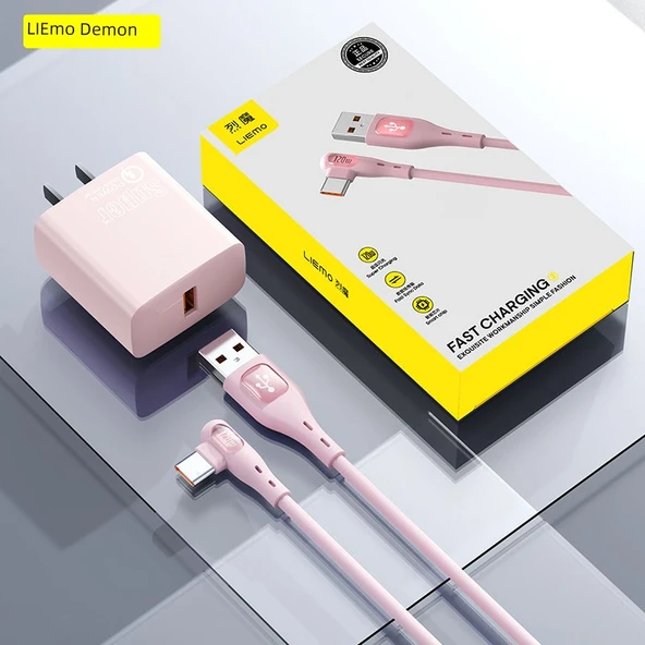 BASEUS USB Şarj Aleti ve 1.2m Type-C Kablo - Kiraz Pembesi