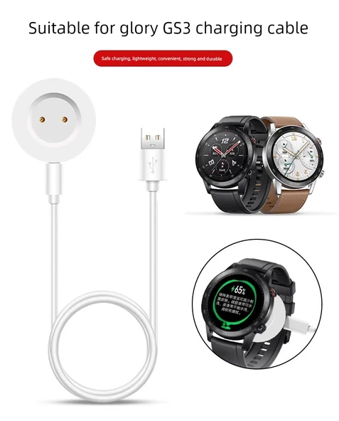 GS3i Akıllı Saat Şarj Aleti - Beyaz Şarj Yuvası + Şarj Kablosu - 7