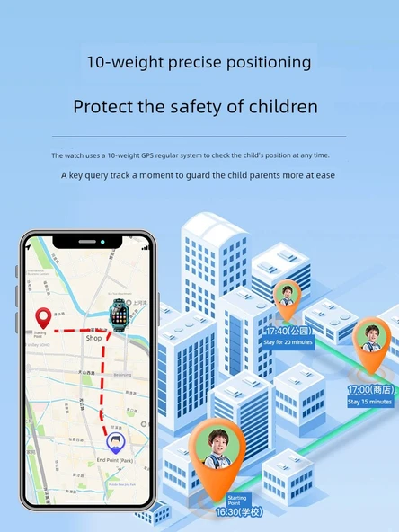 5G Çocuk Akıllı Saat - Mor 4G Netcom GPS - 3
