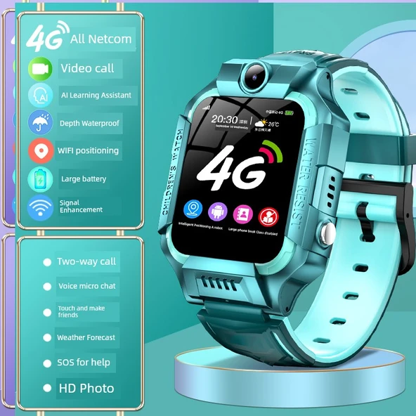 5G Çocuk Akıllı Saat - Yeşil 4G Netcom GPS