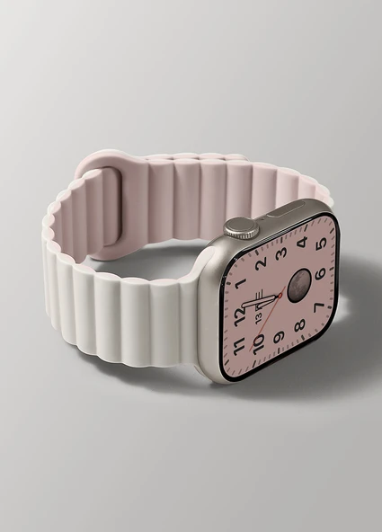Manyetik Silikon Apple Watch Kordonu - S9/8/7 (45mm) - Siyah - 9