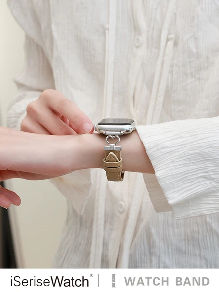 Apple Watch 40mm (4~6/SE) Mor Deri Kordon ve Ekran Koruyucu Film - 3