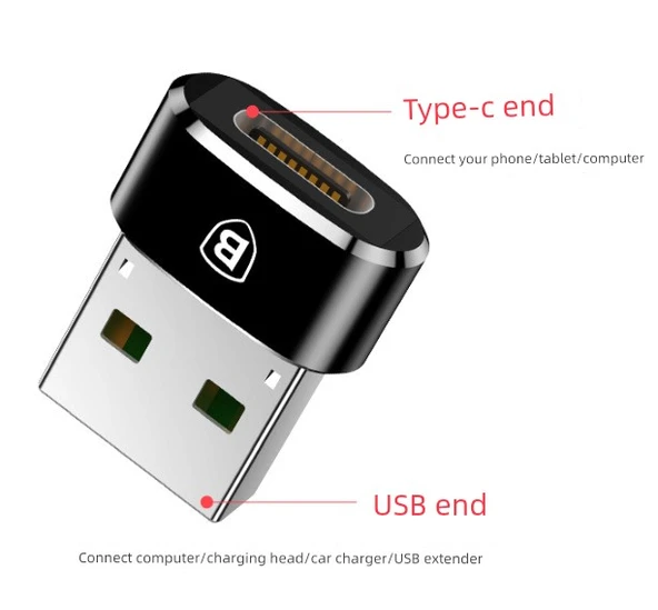 Manyetik Data Kablosu - 1m - Siyah Type-C Dişi USB Erkek Dönüştürücü